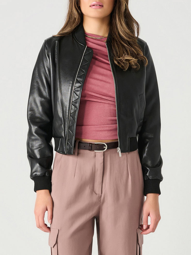 DEX Faux Leather Bomber Jacket