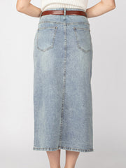 DEX Belted Denim Maxi Skirt