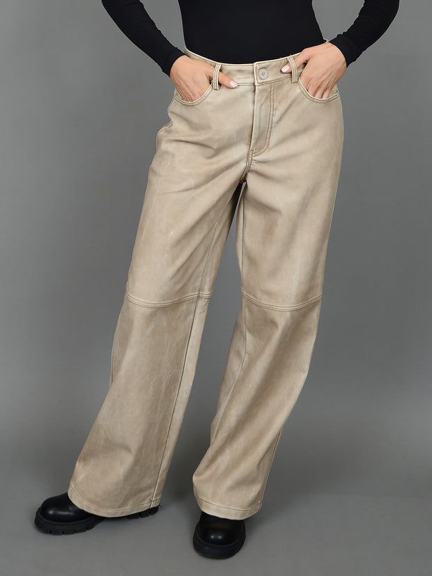 RD STYLE Faux Leather Wide Leg Polaris Pant