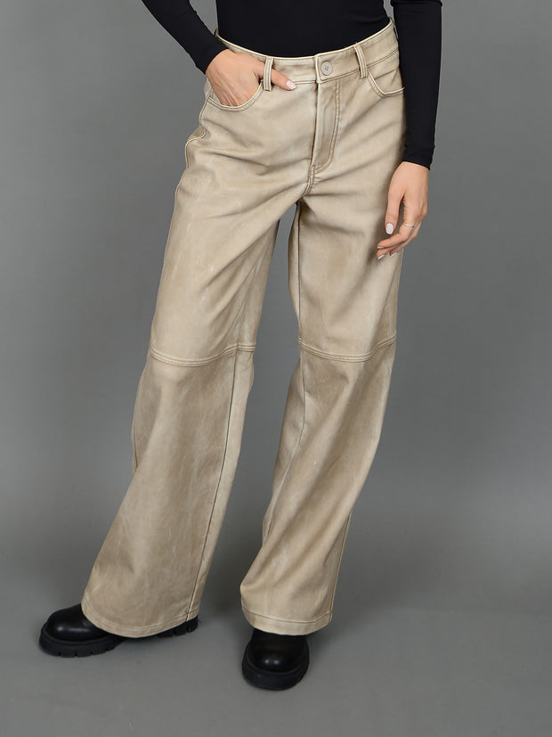 RD STYLE Faux Leather Wide Leg Polaris Pant