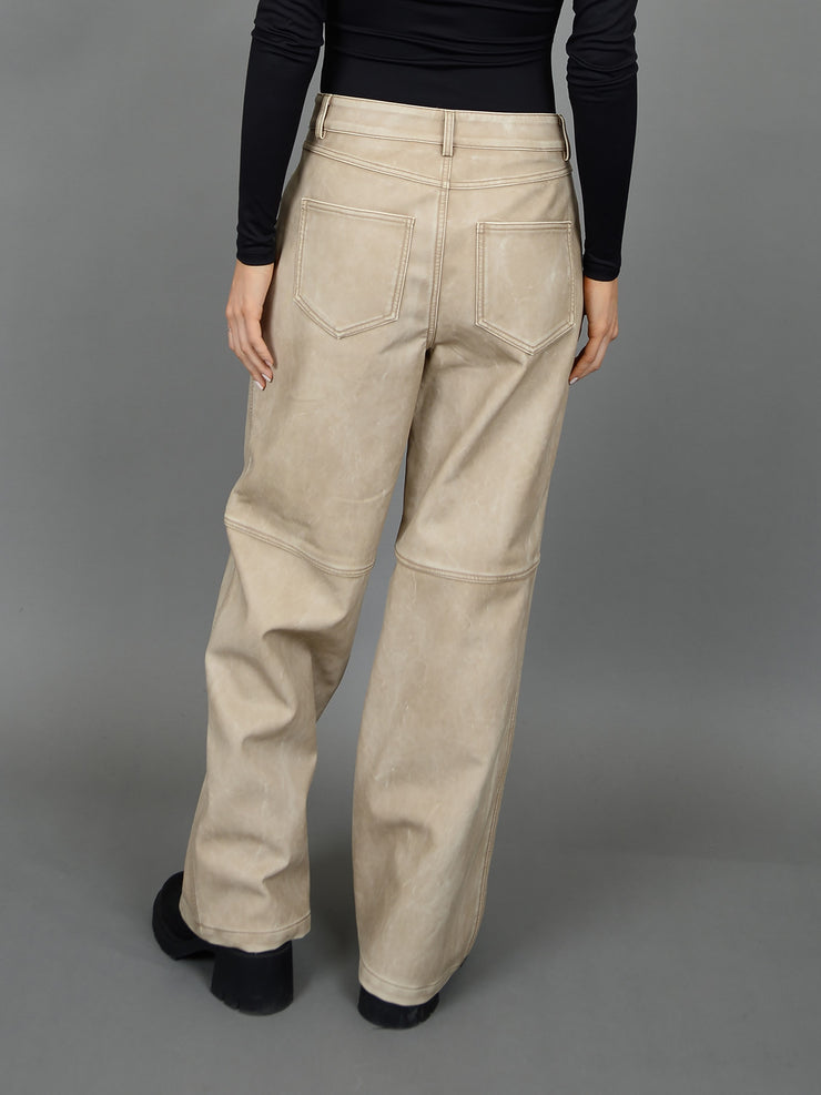 RD STYLE Faux Leather Wide Leg Polaris Pant