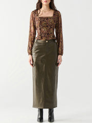 DEX Faux Leather Cargo Maxi Skirt