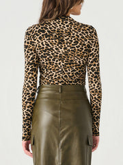 DEX Leopard Mockneck Long Sleeve Top