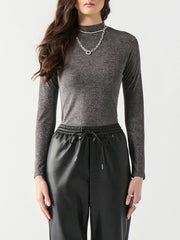 DEX Shimmer Mockneck Long Sleeve Top