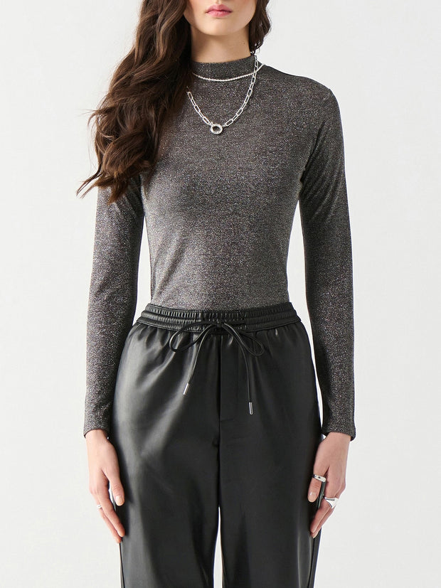 DEX Shimmer Mockneck Long Sleeve Top