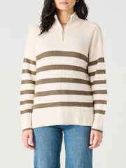 DEX Half Zip Striped Knit Sweater