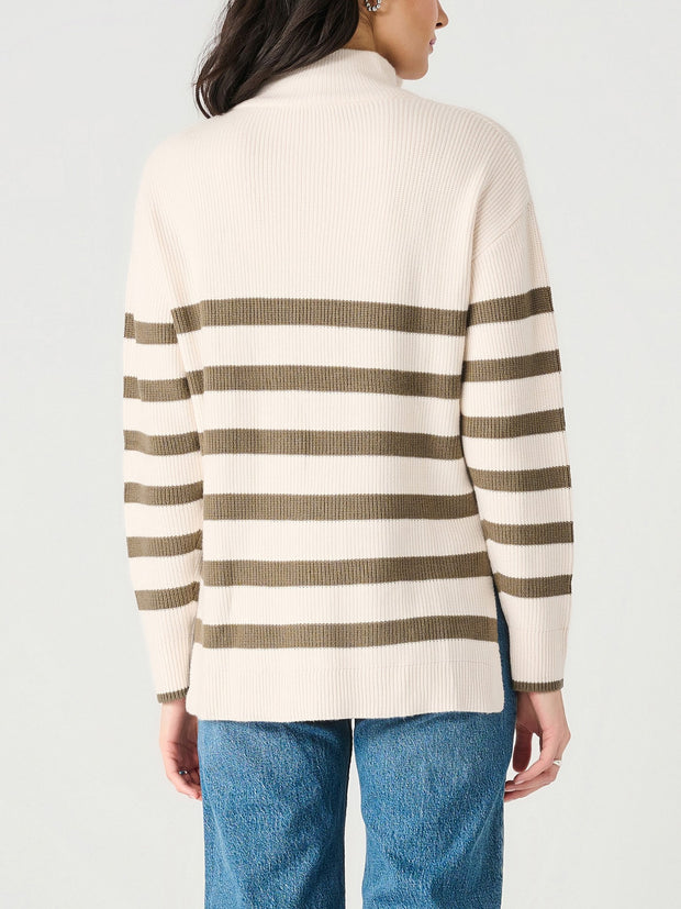 DEX Half Zip Striped Knit Sweater