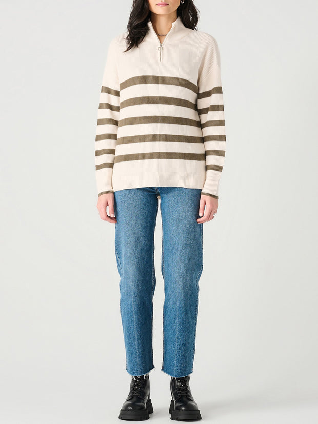 DEX Half Zip Striped Knit Sweater