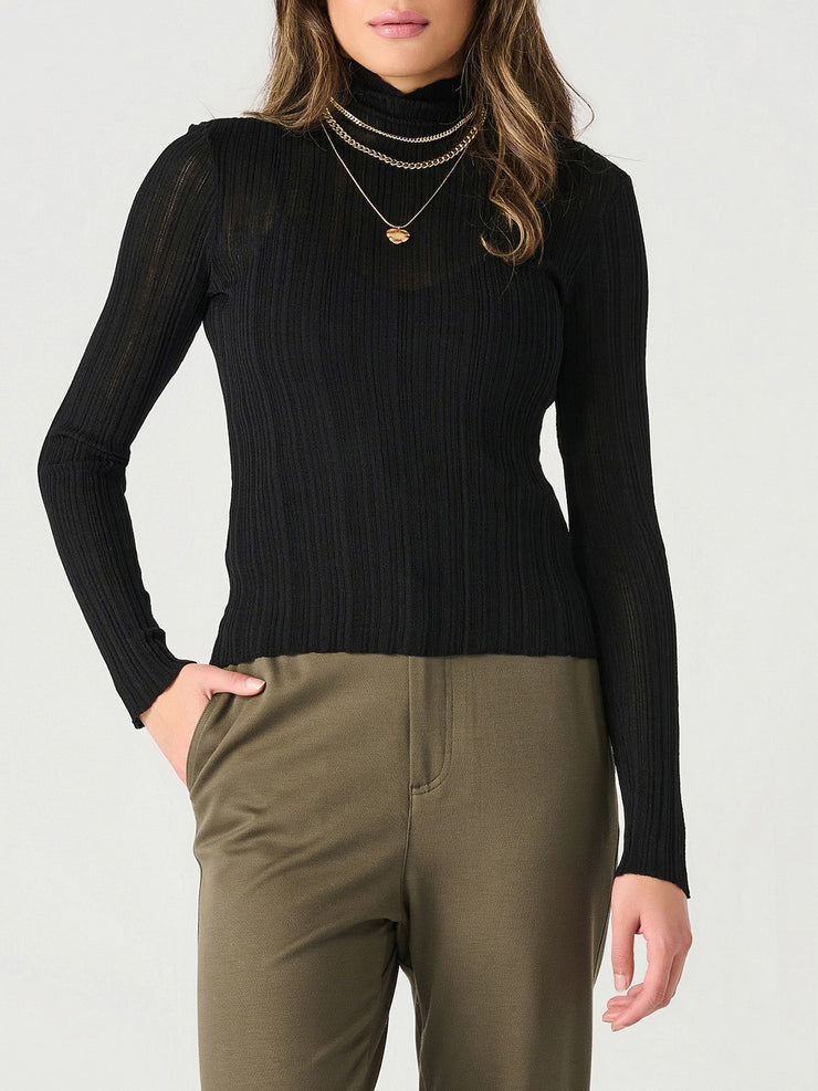 DEX Long Sleeve Mockneck Ribbed Top