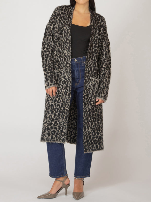 BLACK TAPE Leopard Longline Open Cardigan