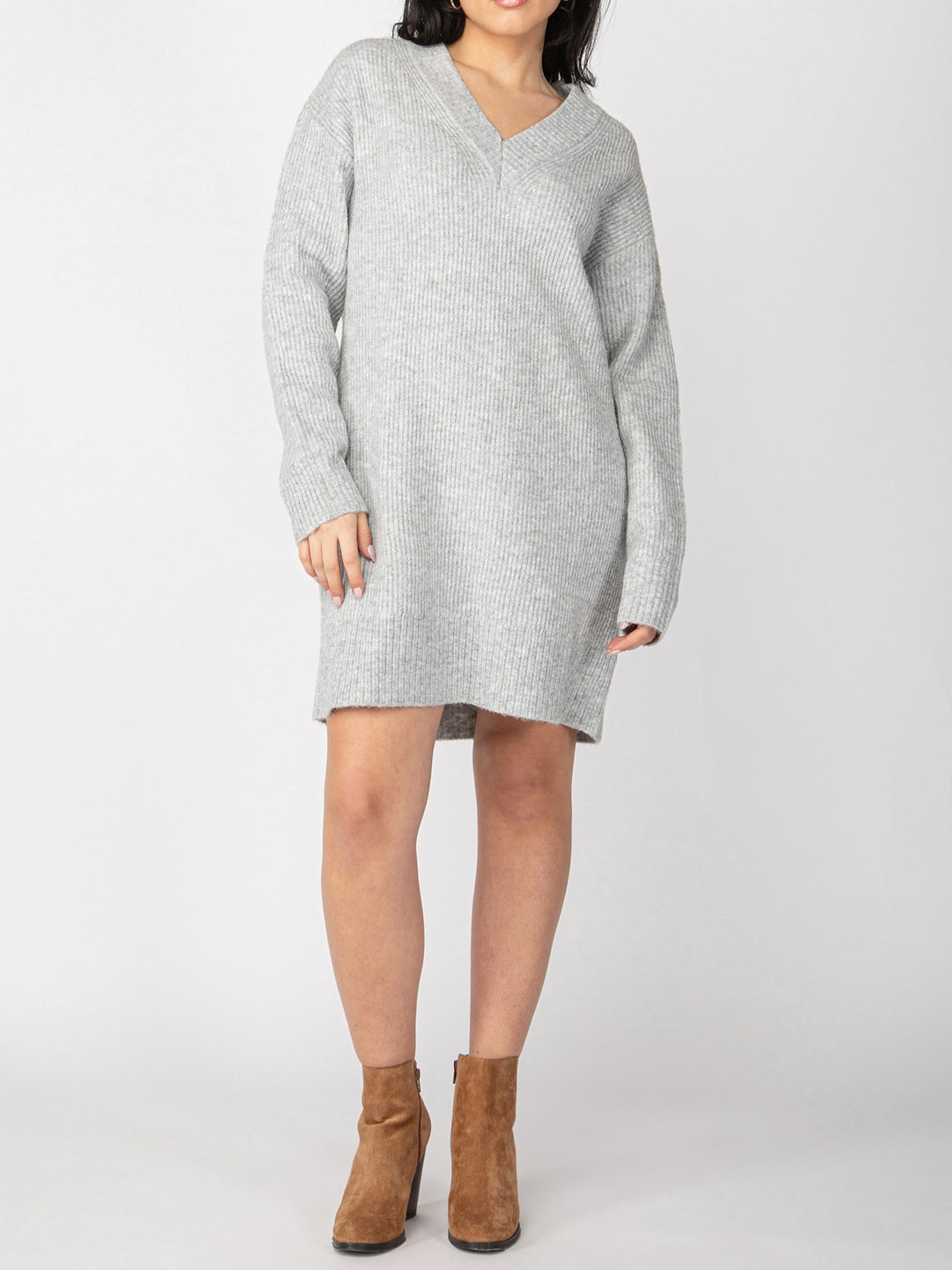 DEX Long Sleeve V Neck Mini Sweater Dress 27 Boutique