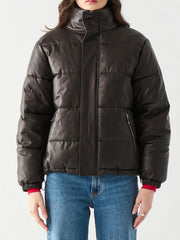 DEX Faux Leather Puffer Jacket