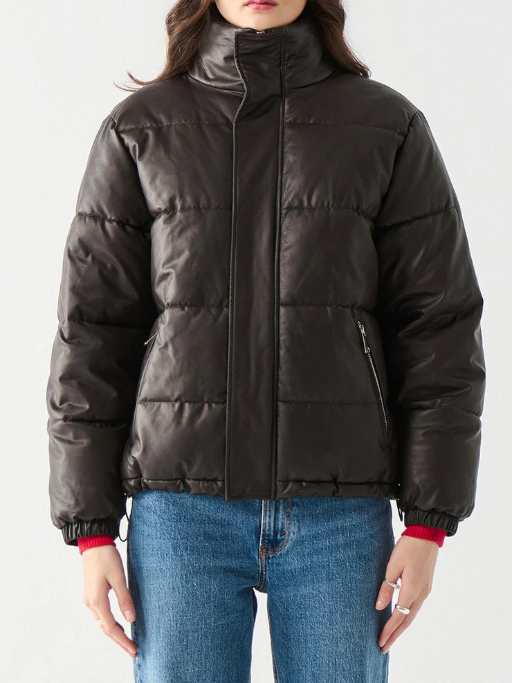 DEX Faux Leather Puffer Jacket