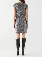 DEX Cap Sleeve Sequin Wrap Mini Dress