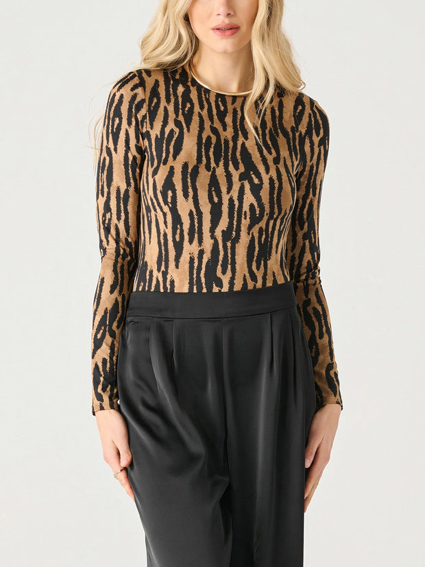 BLACK TAPE Leopard Long Sleeve Crewneck Bodysuit