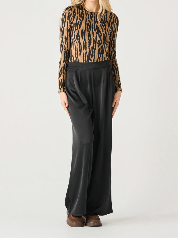 BLACK TAPE High Waisted Satin Wide Leg Pant