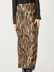 BLACK TAPE Leopard Satin Slip Maxi Skirt