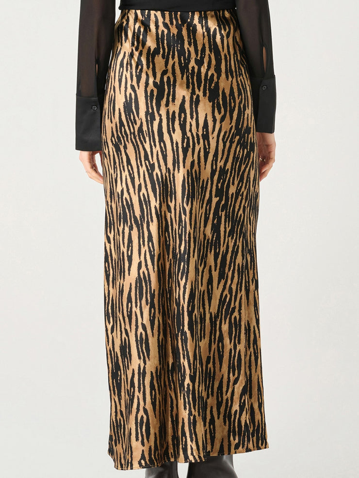 BLACK TAPE Leopard Satin Slip Maxi Skirt