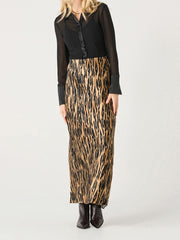 BLACK TAPE Leopard Satin Slip Maxi Skirt