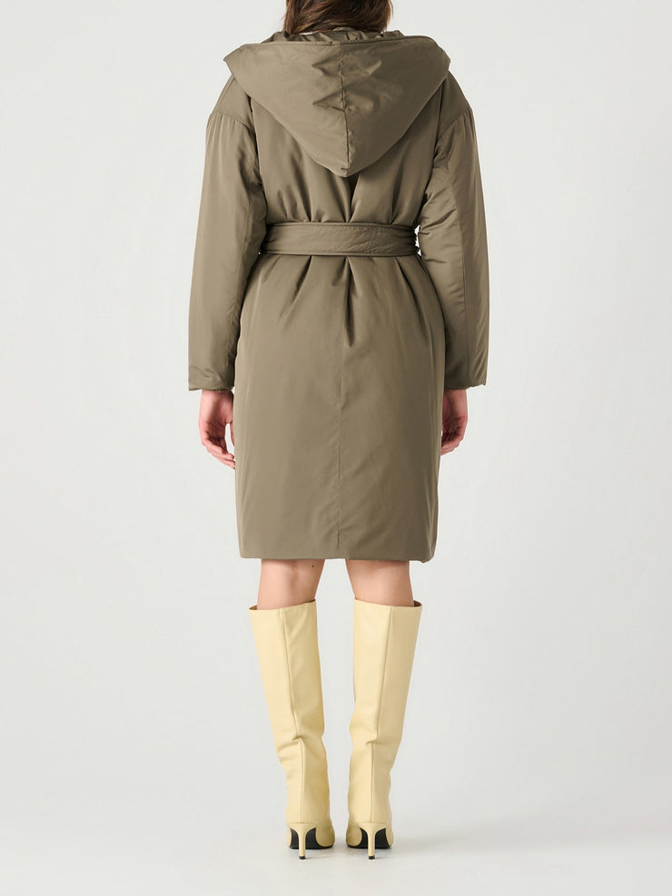 DEX Belted Puffer Hooded Trench Coat