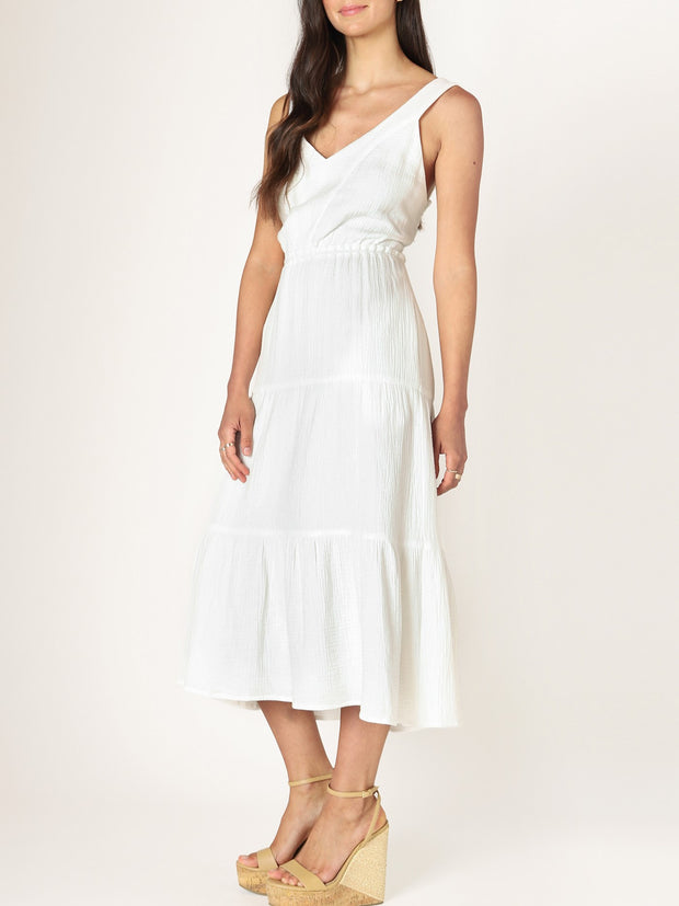 DEX Sleeveless Textured Tiered Midi Dress