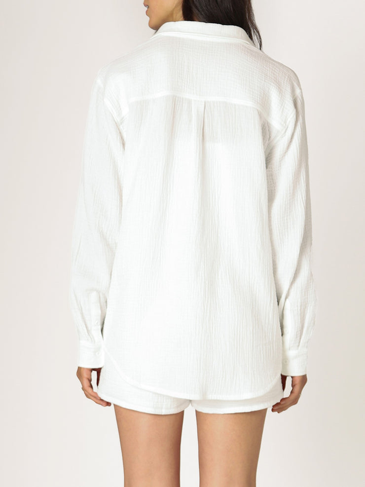 DEX Long Sleeve Textured Button Up Blouse