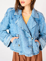 DEX Cropped Denim Trench Coat