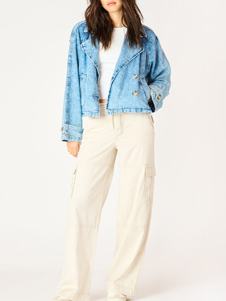 DEX Cropped Denim Trench Coat