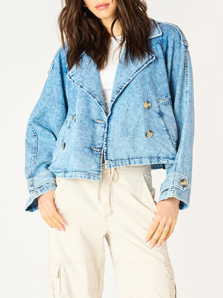 DEX Cropped Denim Trench Coat