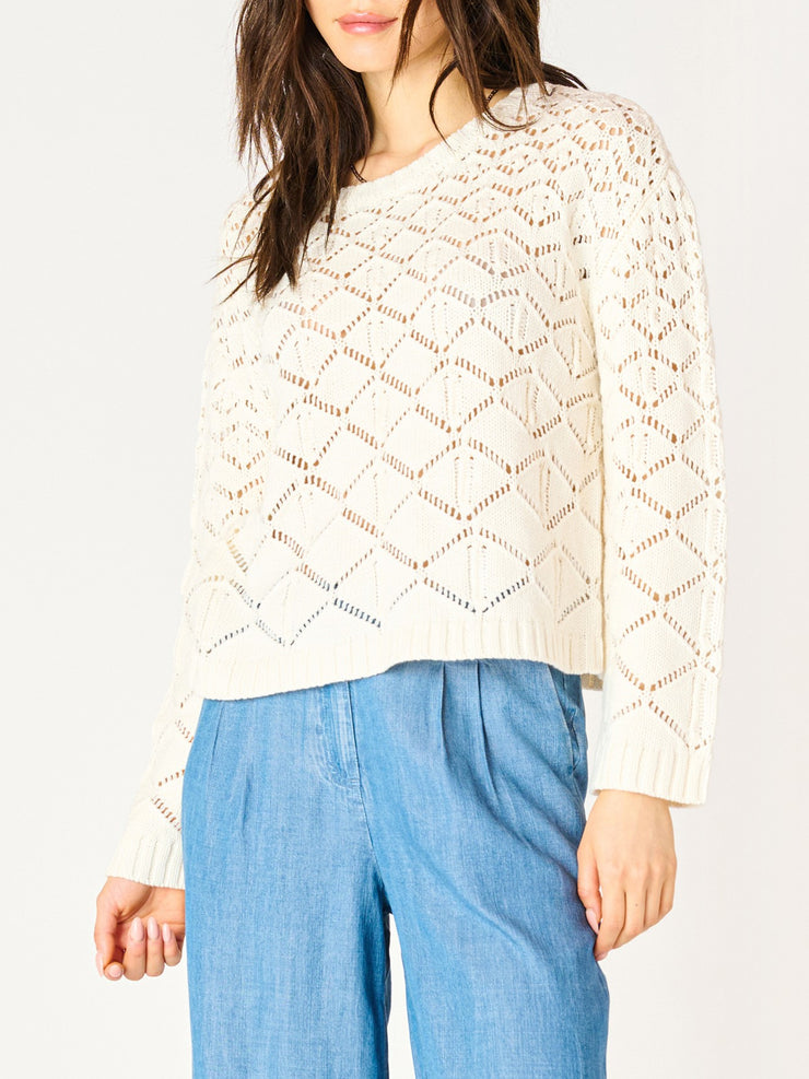 DEX Long Sleeve Crochet Knit Sweater