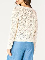 DEX Long Sleeve Crochet Knit Sweater