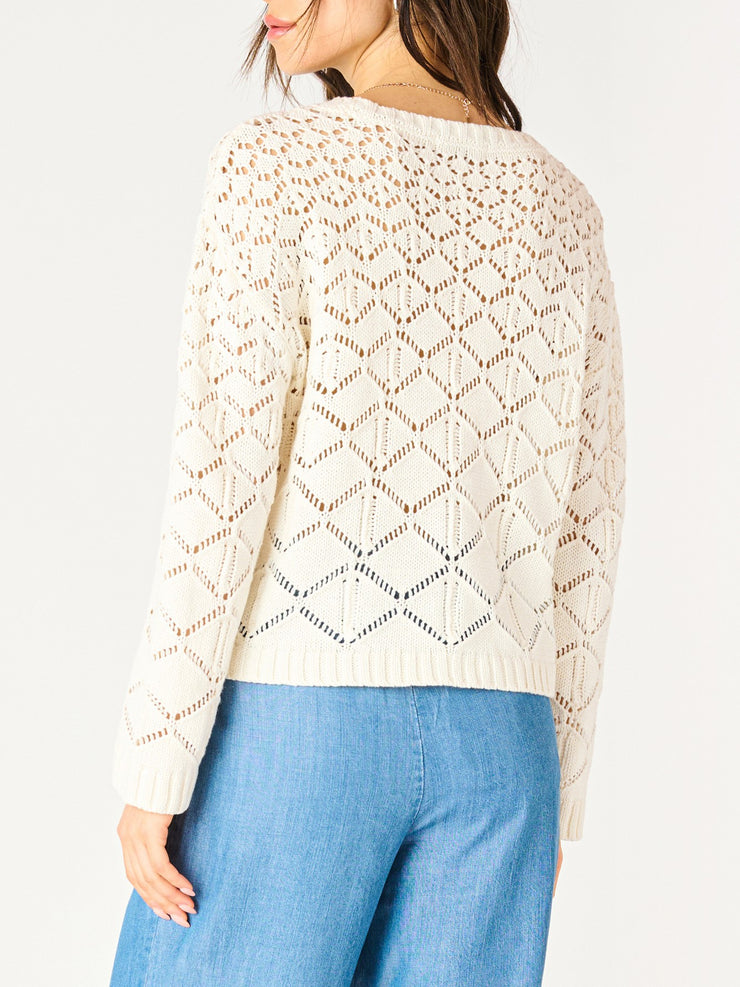 DEX Long Sleeve Crochet Knit Sweater