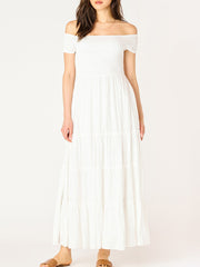 DEX Off Shoulder Smocked Tiered Maxi Dress