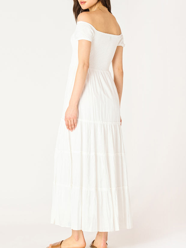 DEX Off Shoulder Smocked Tiered Maxi Dress