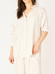 DEX Oversized Button Front Striped Shirt