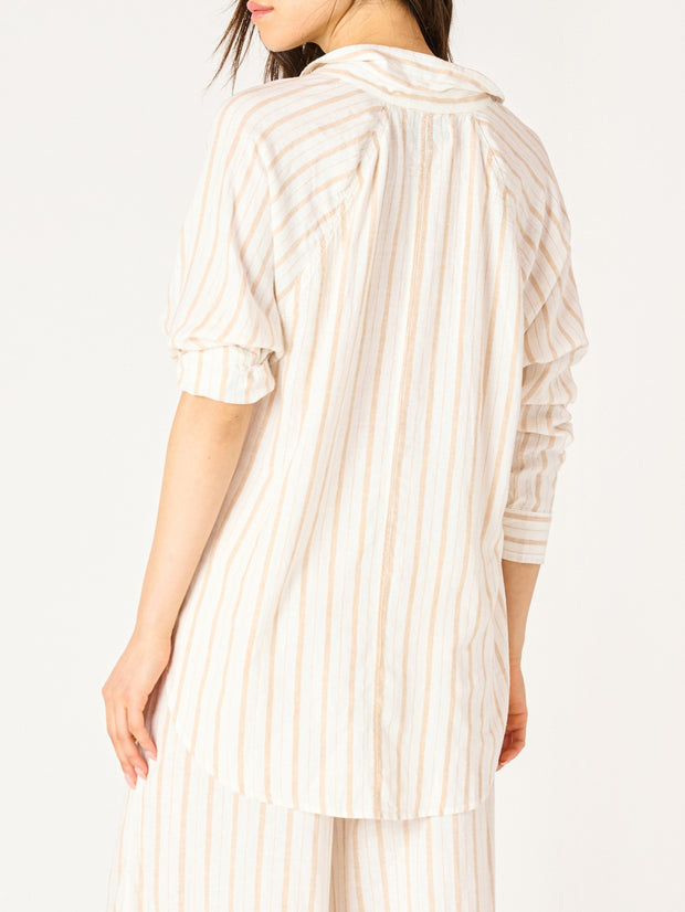 DEX Oversized Button Front Striped Shirt