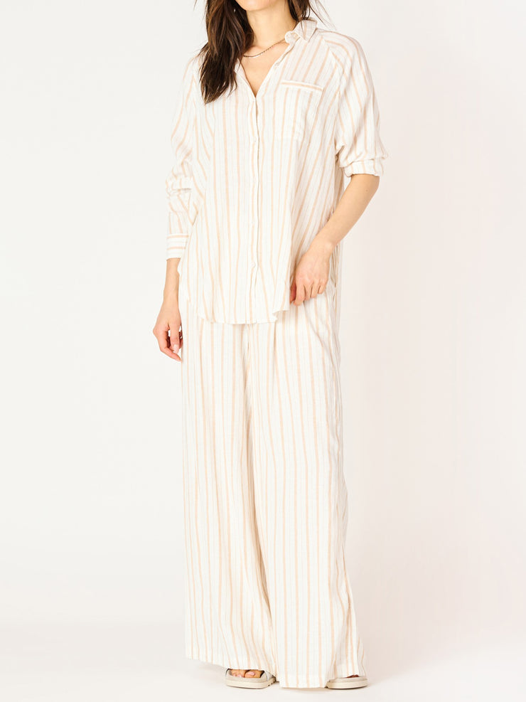 DEX Oversized Button Front Striped Shirt