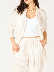 DEX Oversized Button Front Striped Shirt