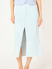 DEX Front Slit Denim Midi Skirt