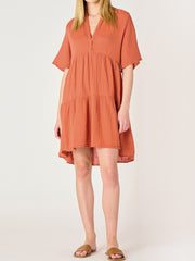 DEX Flowy Tiered Gauze Mini Dress