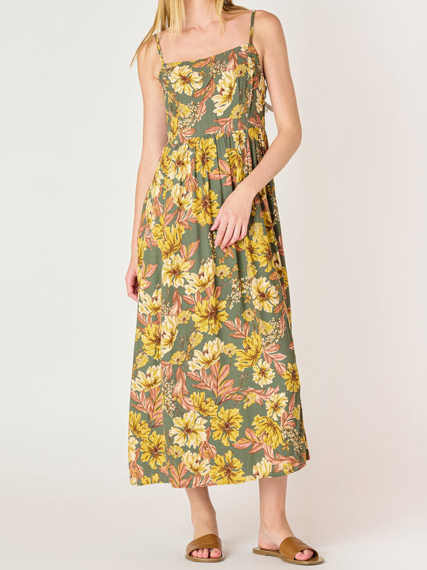 DEX Tie Back Floral Midi Dress