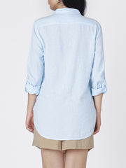 ROOM 34 Button Front Utility Linen Shirt