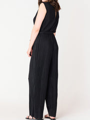 BLACK TAPE Plisse Belted Waist Jumpsuit