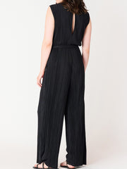 BLACK TAPE Plisse Belted Waist Jumpsuit