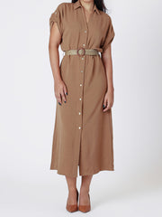 ROOM 34 Short Sleeve Belted Shirt Dress