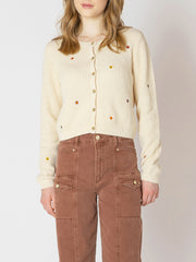 DEX Floral Embroidered Button Front Cardigan