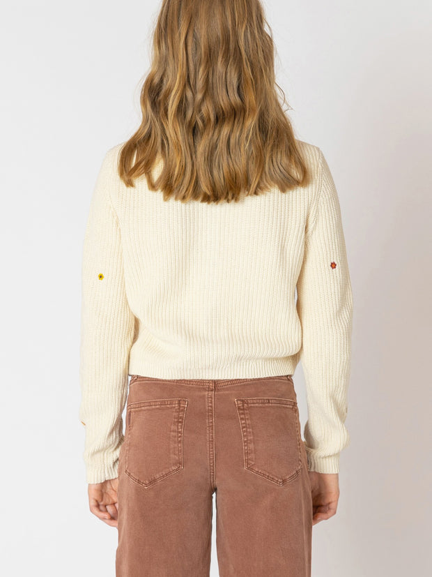 DEX Floral Embroidered Button Front Cardigan