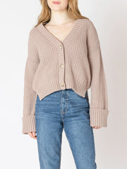 DEX Cuffed Sleeve Textured Cardigan