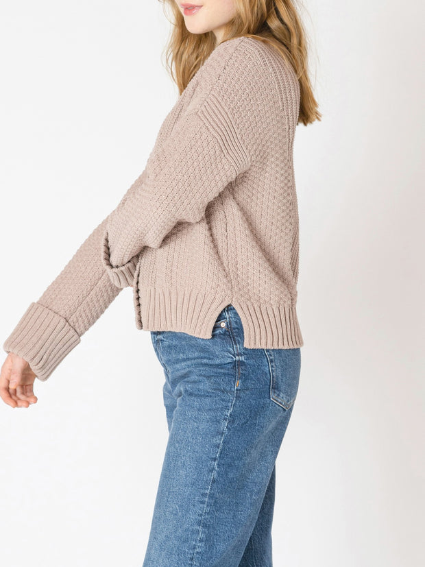 DEX Cuffed Sleeve Textured Cardigan