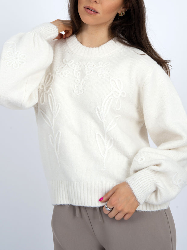 RD STYLE Rhiana Floral Embroidered Knit Sweater
